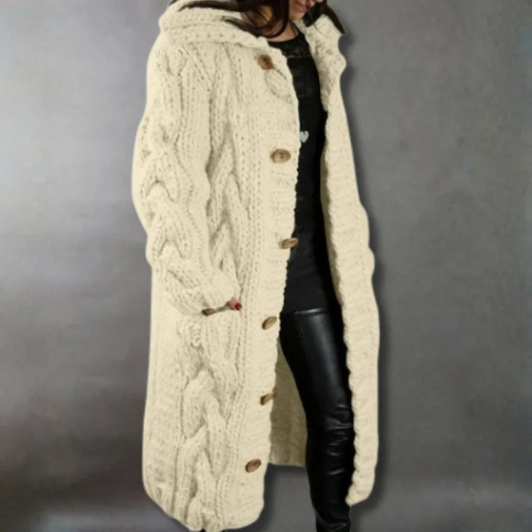 Cosy Cable-Knit Coat with Hood