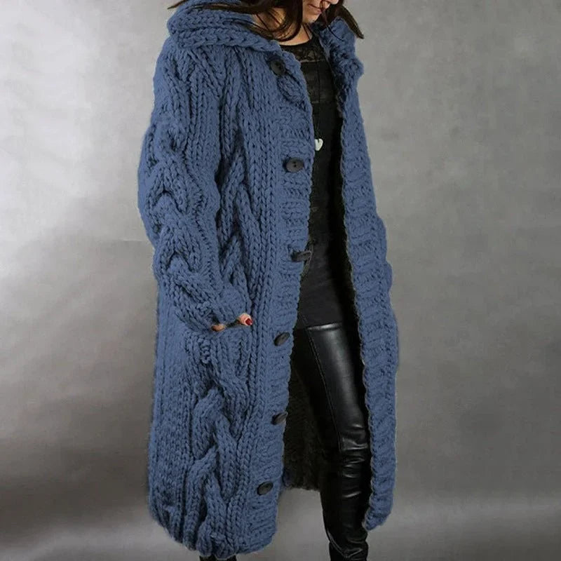 Cosy Cable-Knit Coat with Hood