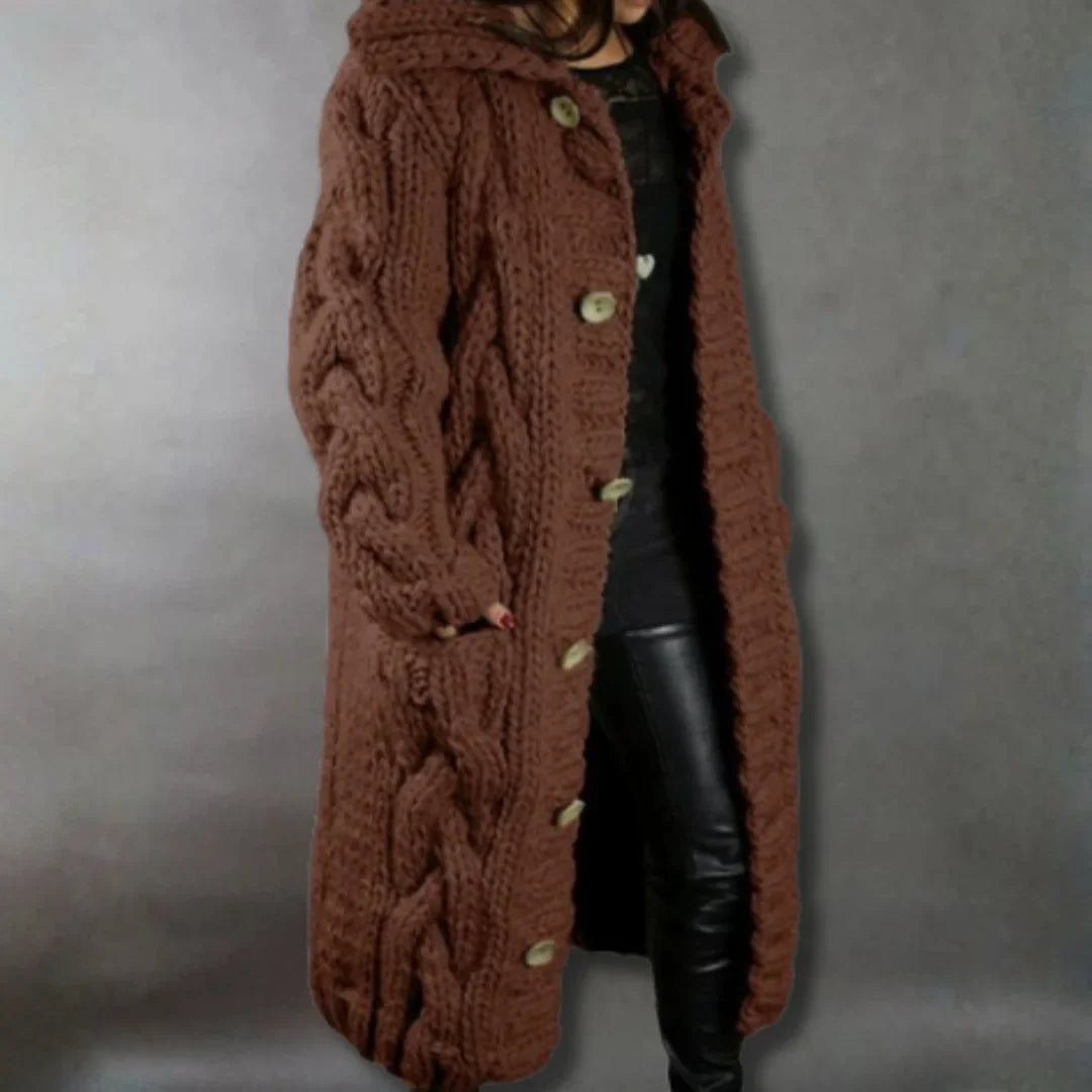 Cosy Cable-Knit Coat with Hood