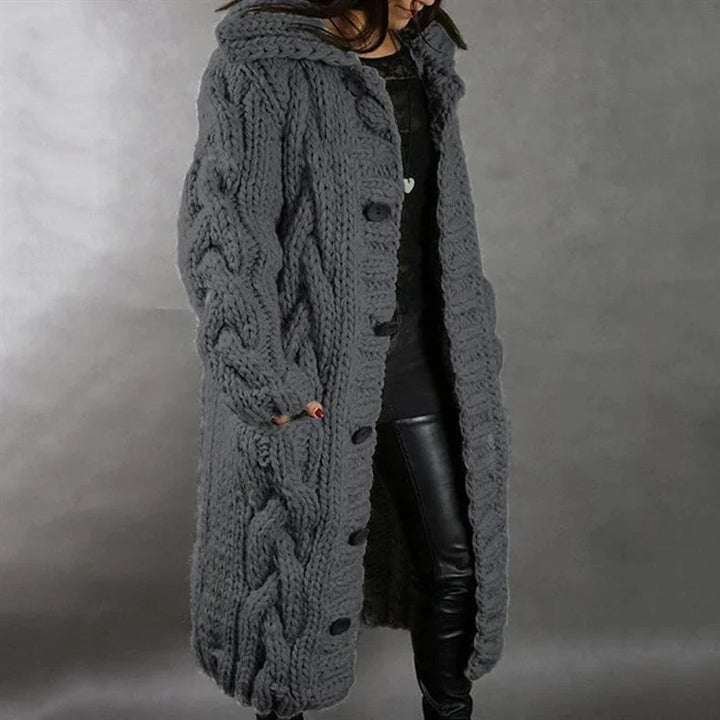 Cosy Cable-Knit Coat with Hood
