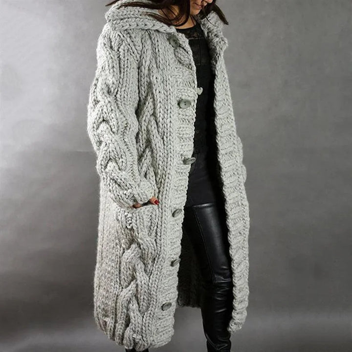 Cosy Cable-Knit Coat with Hood