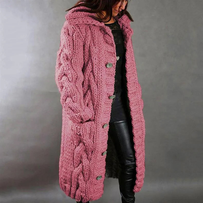 Cosy Cable-Knit Coat with Hood