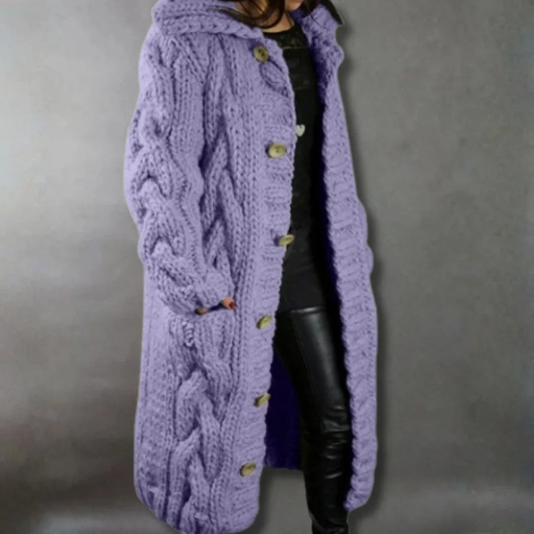 Cosy Cable-Knit Coat with Hood
