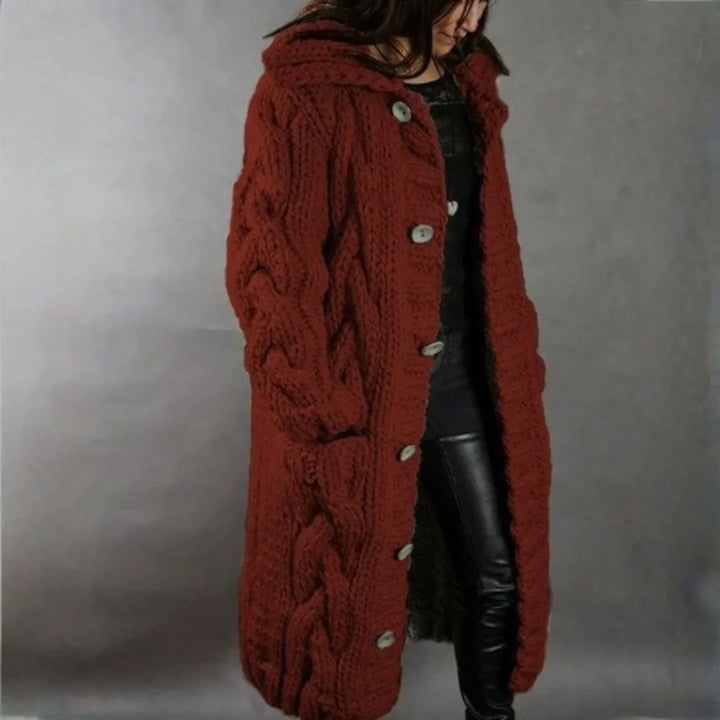 Cosy Cable-Knit Coat with Hood