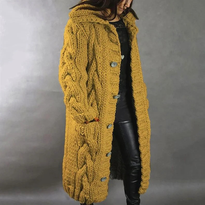 Cosy Cable-Knit Coat with Hood