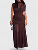 Stand Collar Maxi Dress with Sheer Mesh