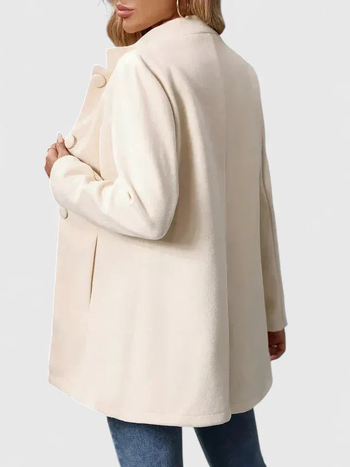 Button-Front Stand Collar Wool Coat