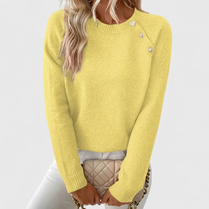 Knit Crew Neck Jumper with Pearl Buttons