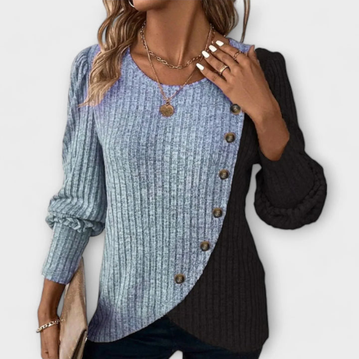 Colour-Block Knitted Blouse