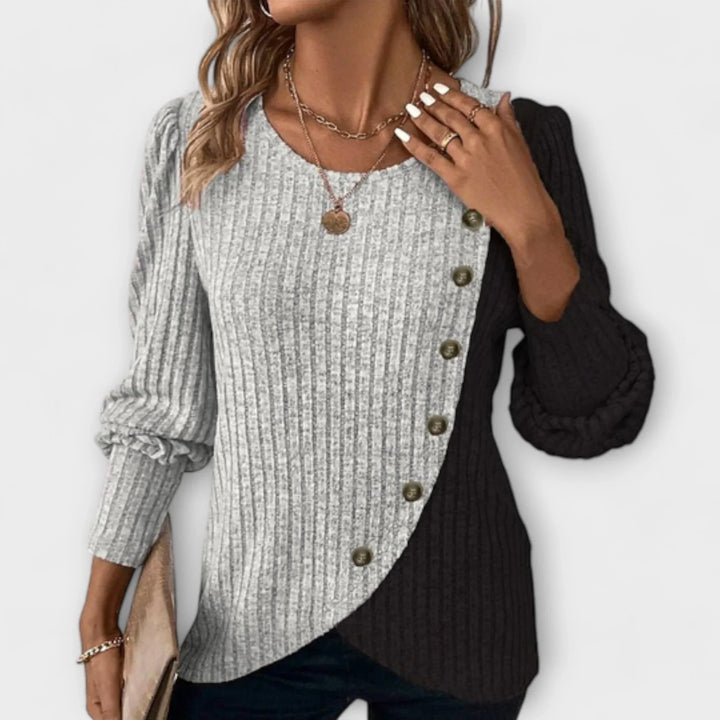 Colour-Block Knitted Blouse