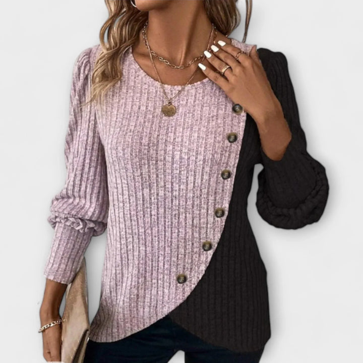Colour-Block Knitted Blouse