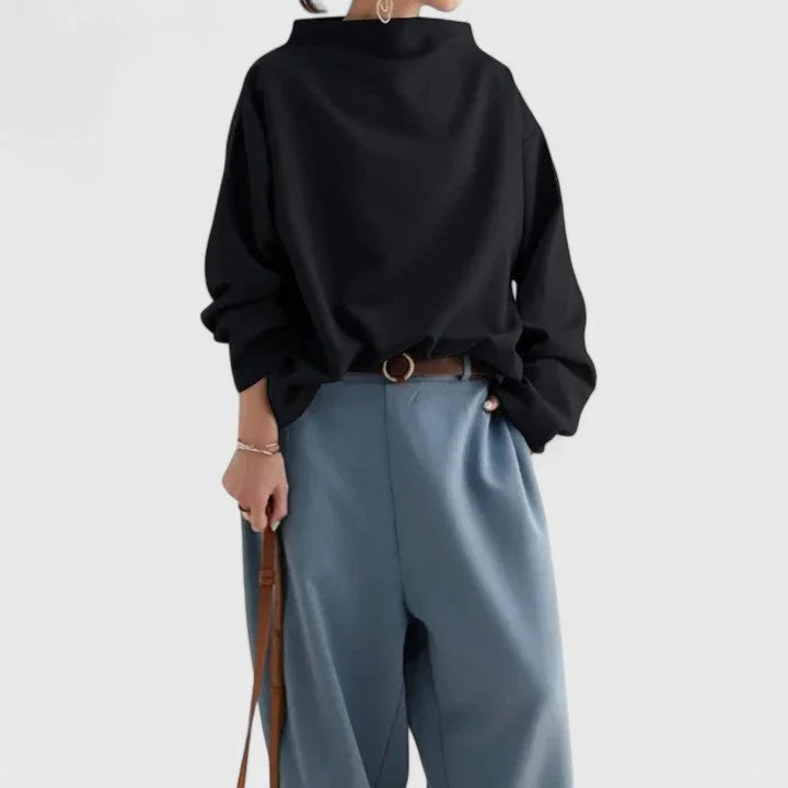 Stand Collar Loose Draped Sweatshirt