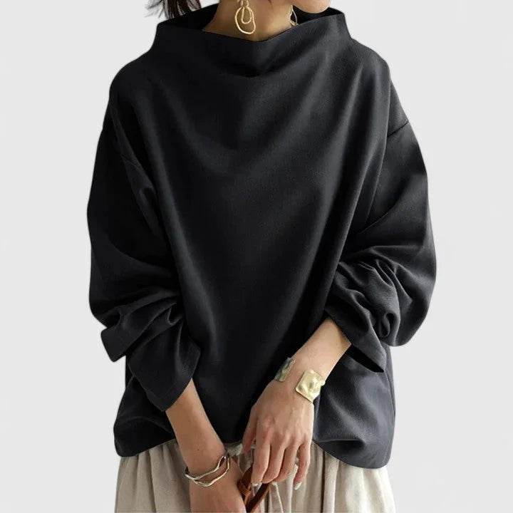 Stand Collar Loose Draped Sweatshirt