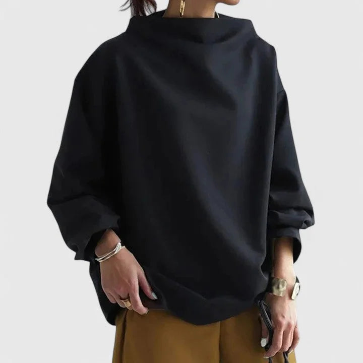 Stand Collar Loose Draped Sweatshirt