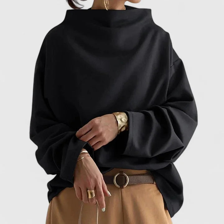 Stand Collar Loose Draped Sweatshirt