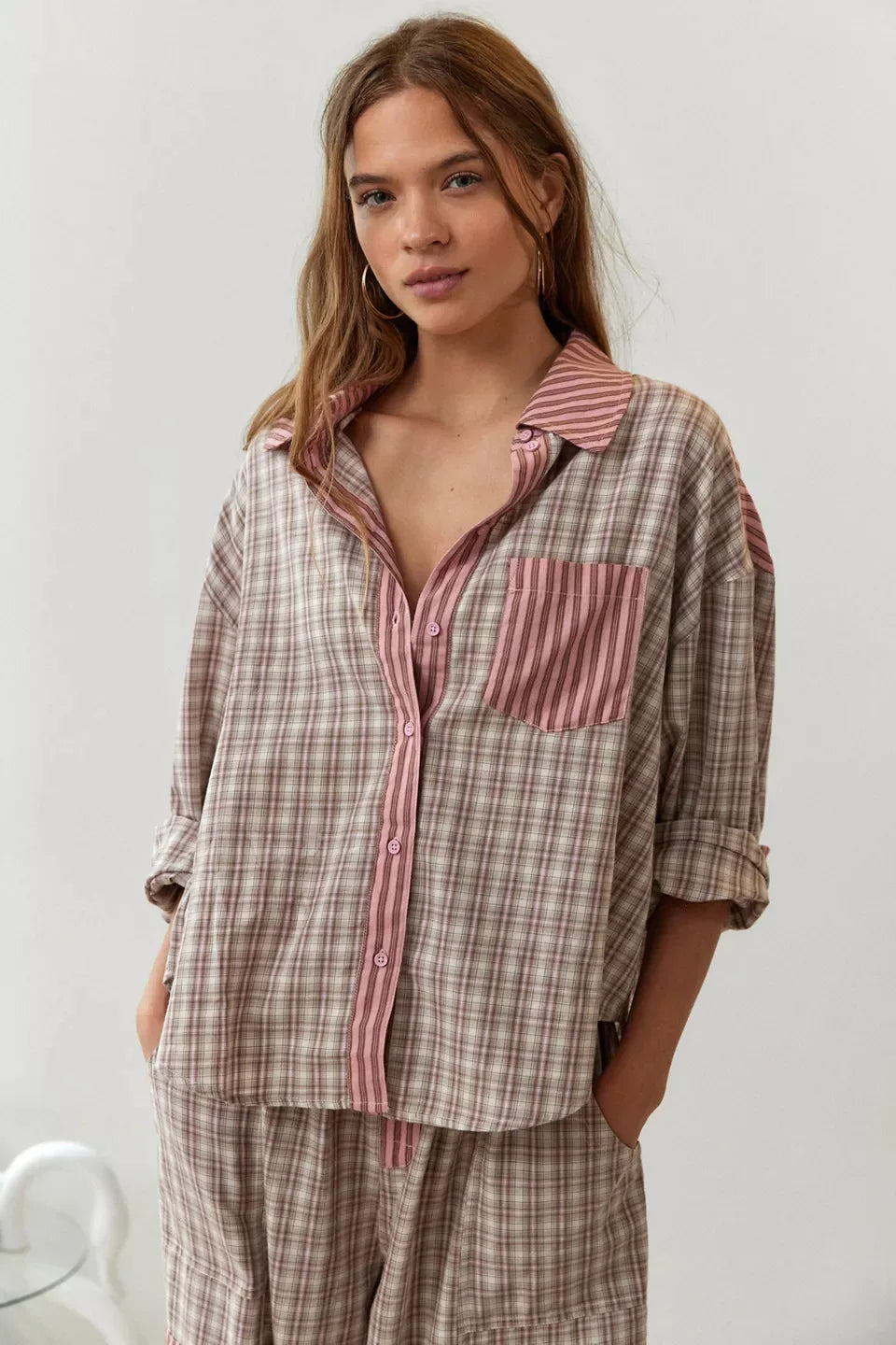 Women's Pyjama Set with Button Detail and Drawstring Trousers