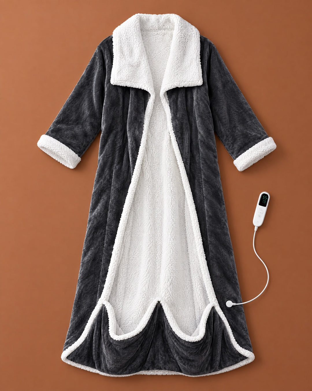 Wearable Heated Blanket Robe with Sleeves and Foot Pocket