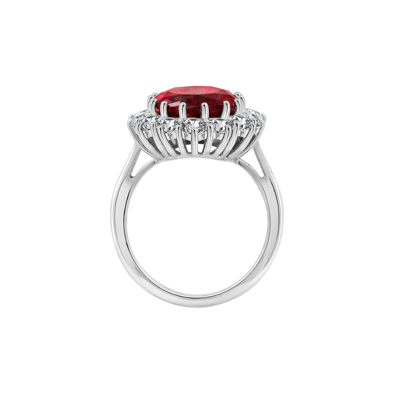 Elegant white gold ring with ruby accent