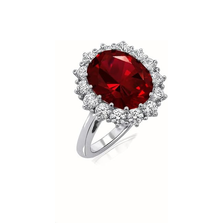 Elegant white gold ring with ruby accent