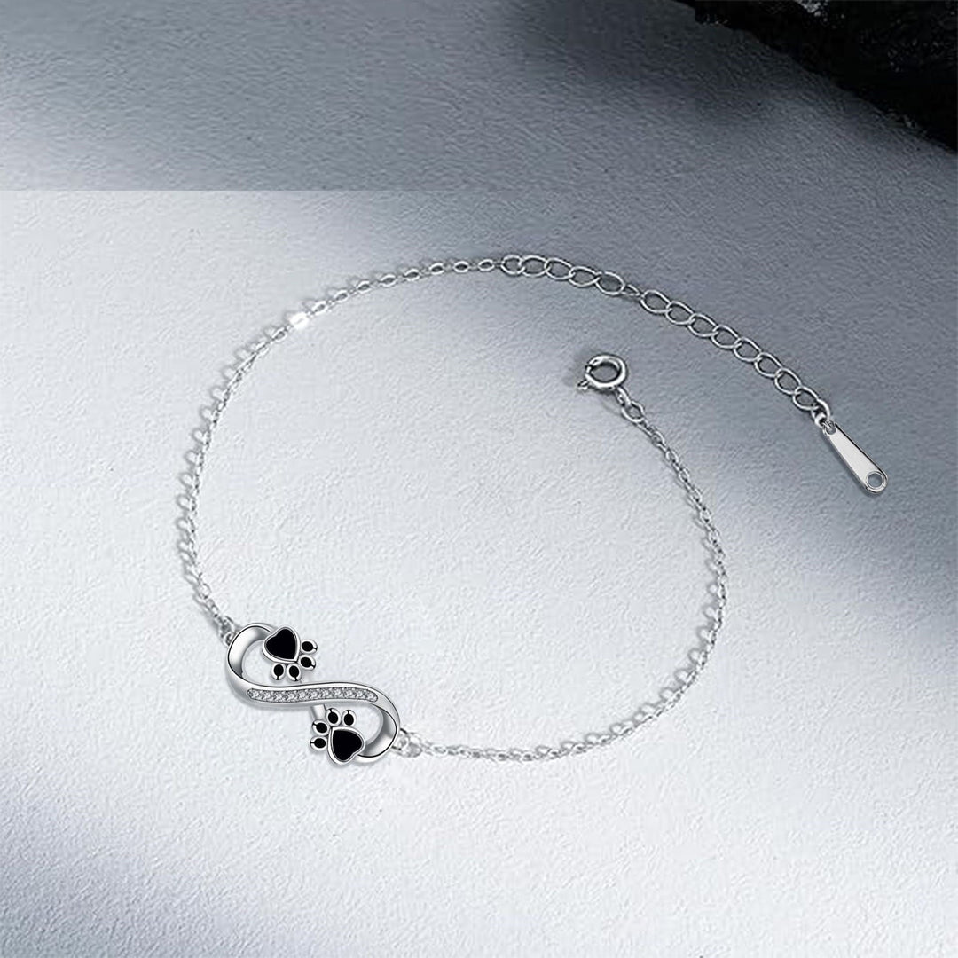 Infinity Symbol Pendant Pet Paw Bracelet with Zirconia