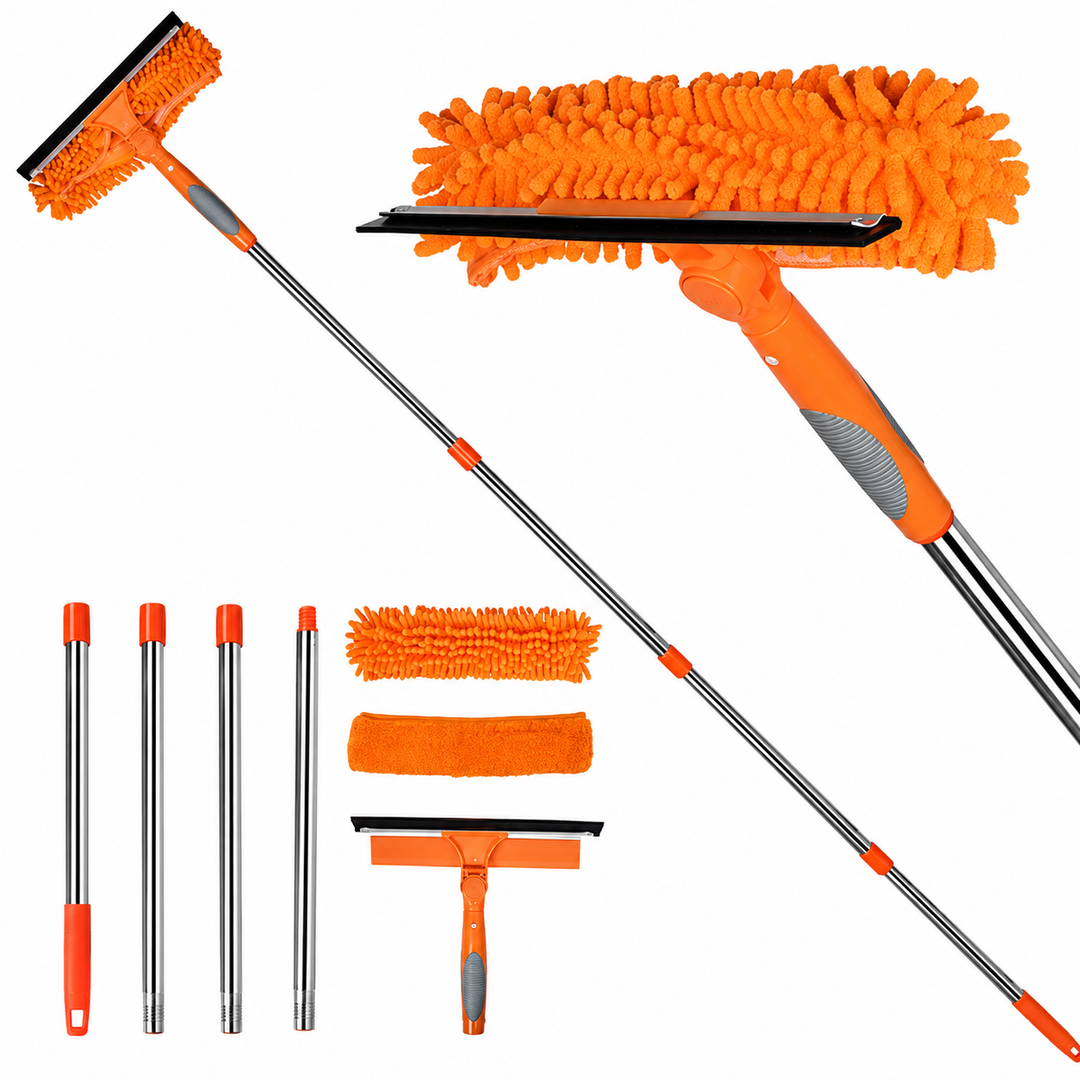 Crystal Clear Window Cleaner – 2-in-1 Professional Window and Glass Cleaning System with Telescopic Handle