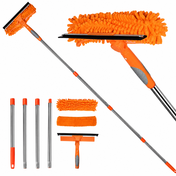 Crystal Clear Window Cleaner – 2-in-1 Professional Window and Glass Cleaning System with Telescopic Handle
