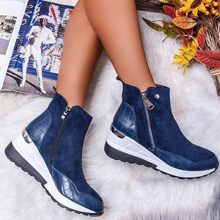 Orthopedic Mid-Height Leather Ankle Boots