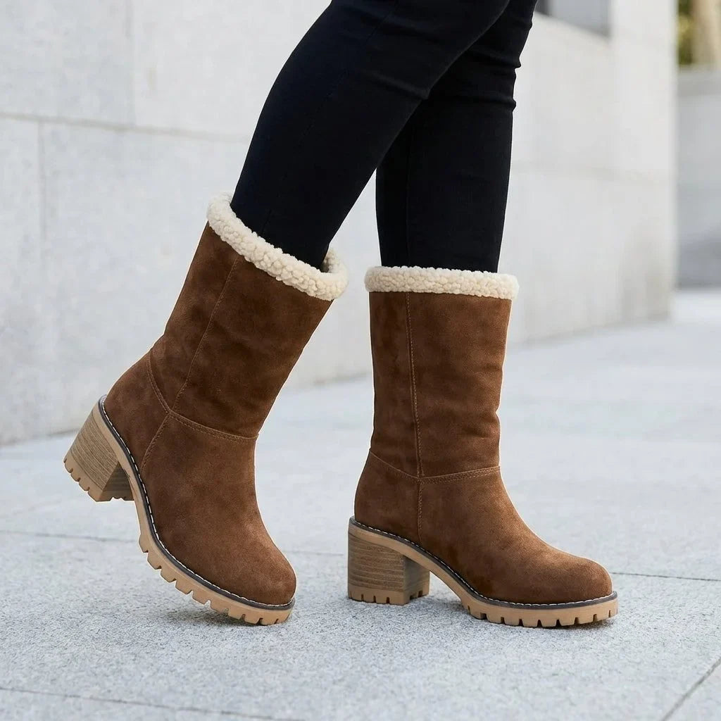 Fleece Lined Block Heel Ankle Boots