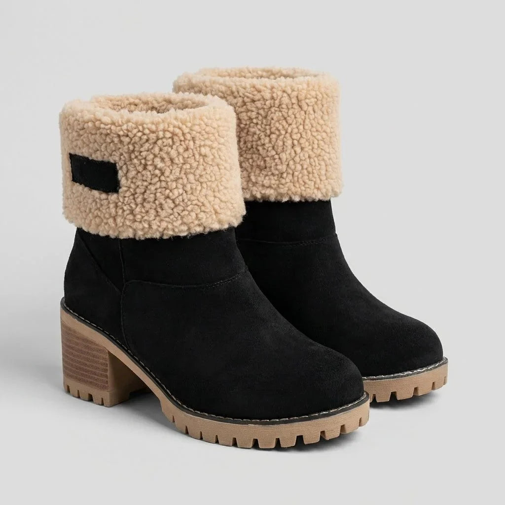Fleece Lined Block Heel Ankle Boots