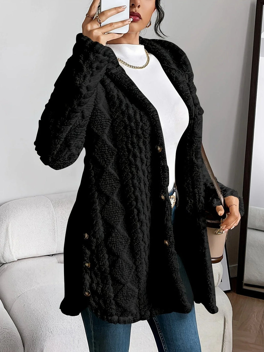 Women's Fleece Oversized Hooded Cardigan