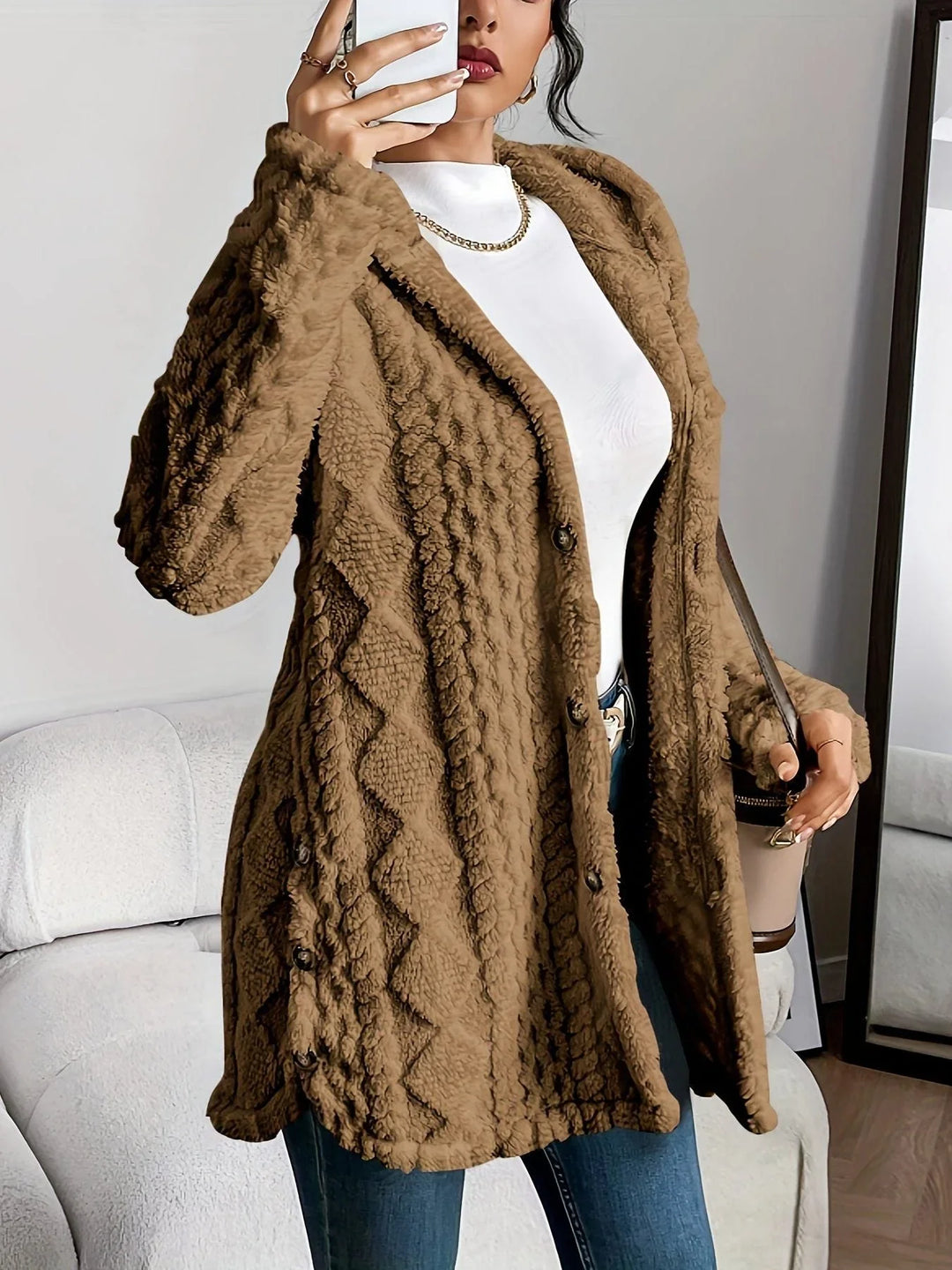 Women's Fleece Oversized Hooded Cardigan