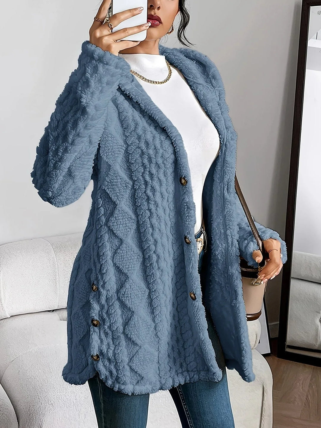 Women's Fleece Oversized Hooded Cardigan