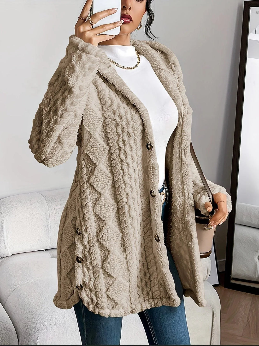 Women's Fleece Oversized Hooded Cardigan