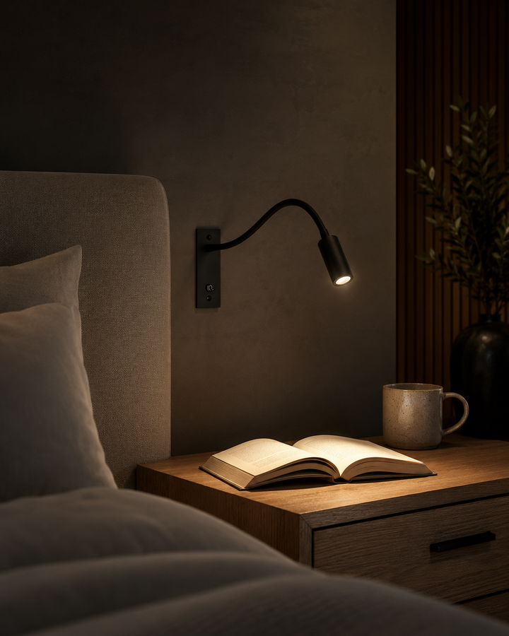 Flexible Gooseneck Wall Lamp – Adjustable Modern Reading Light for Bed and Sofa