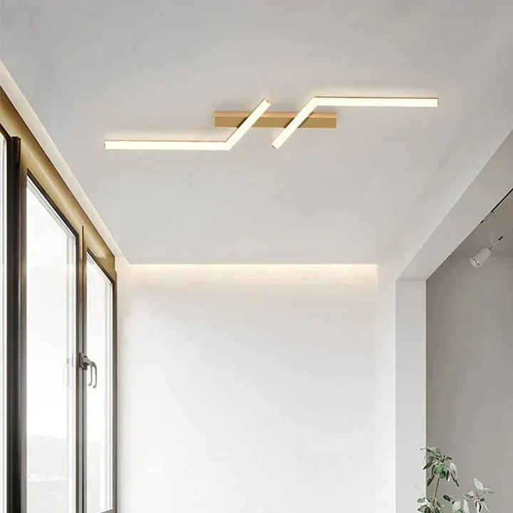 Flush Mount Linear LED Ceiling Light Fixture with Remote Control and Dimmable Design
