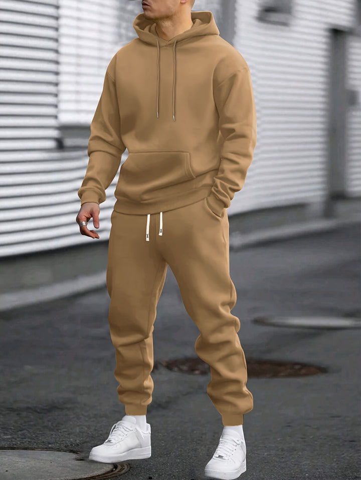 Men's Sports Set Hoodie & Jogging Bottoms - Breathable Polyester