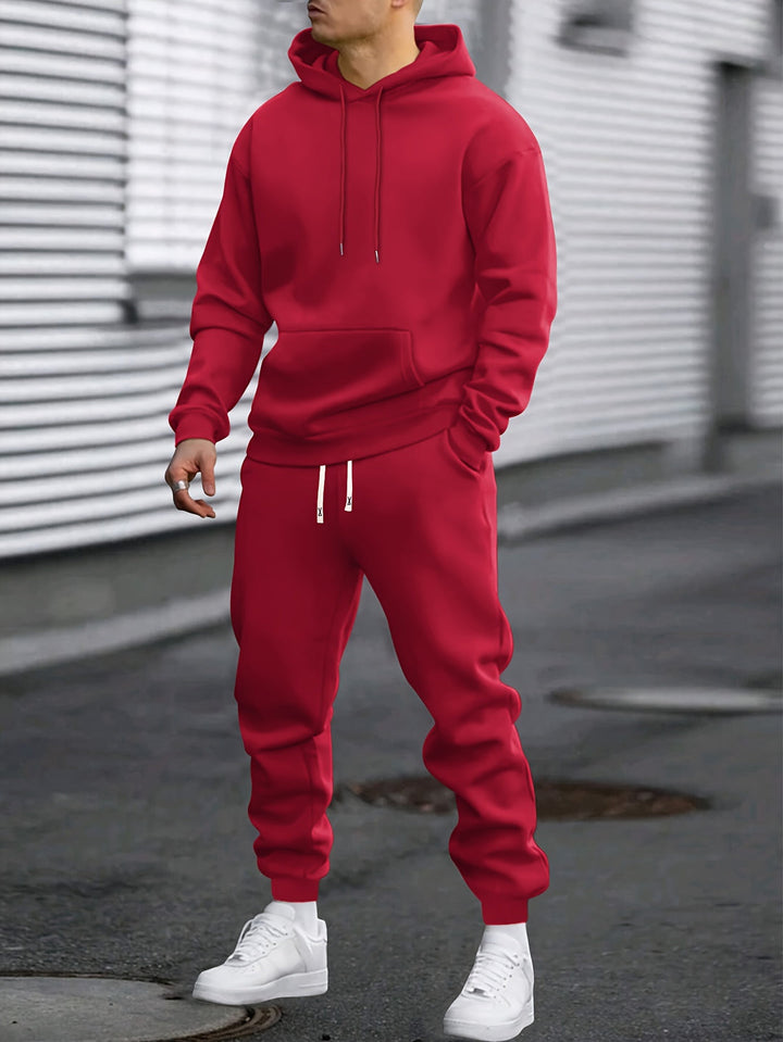 Men's Sports Set Hoodie & Jogging Bottoms - Breathable Polyester