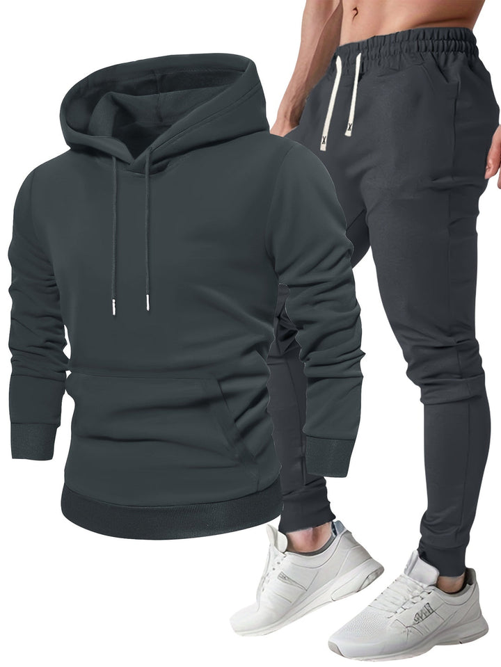 Men's Sports Set Hoodie & Jogging Bottoms - Breathable Polyester