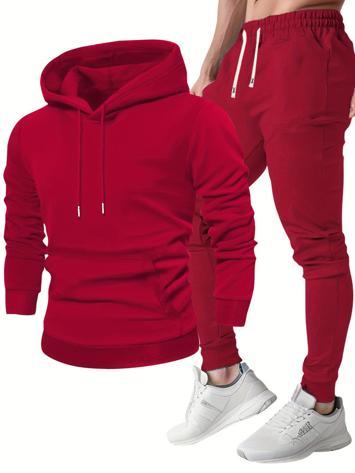 Men's Sports Set Hoodie & Jogging Bottoms - Breathable Polyester
