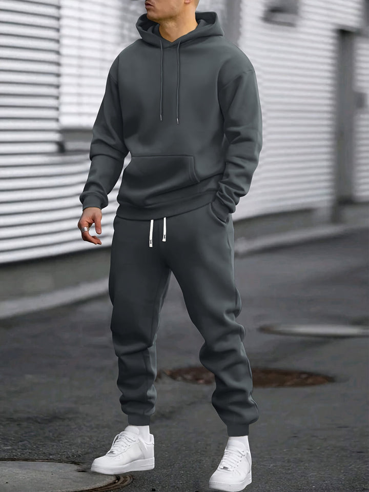 Men's Sports Set Hoodie & Jogging Bottoms - Breathable Polyester