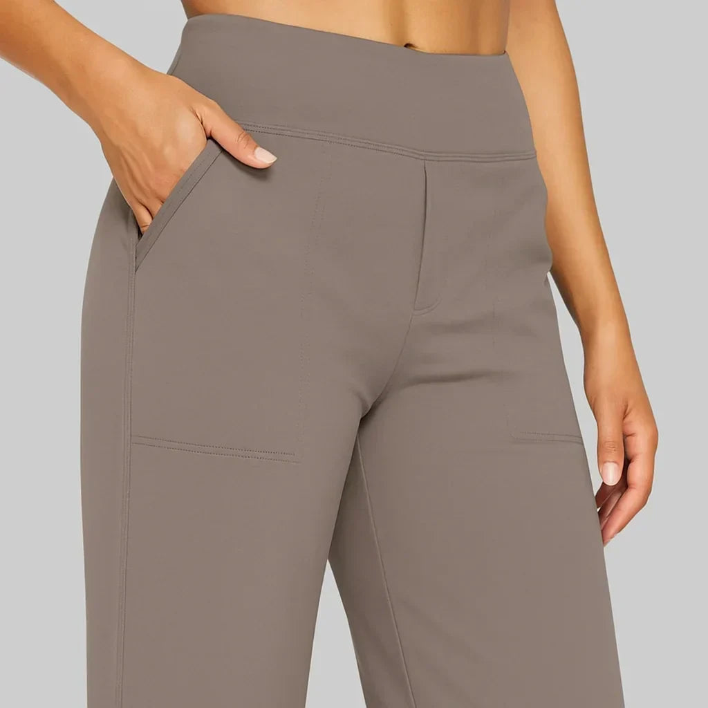 Women's High-Waisted Stretch Trousers – Comfortable Pull-On Trousers
