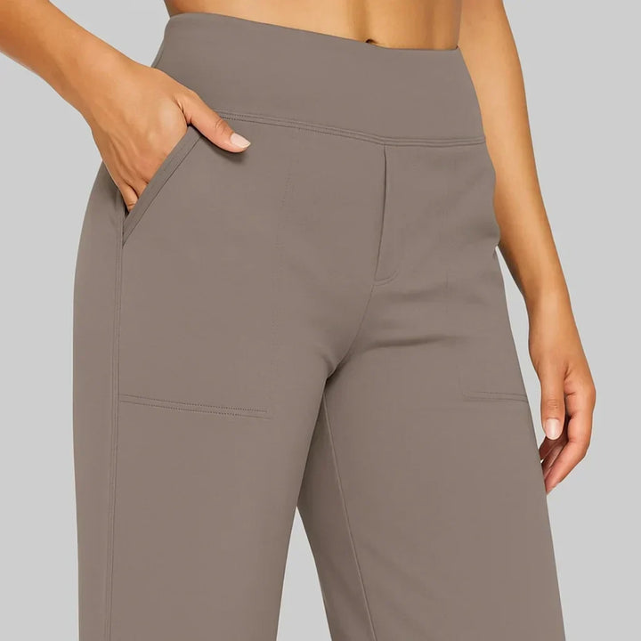Women's High-Waisted Stretch Trousers – Comfortable Pull-On Trousers
