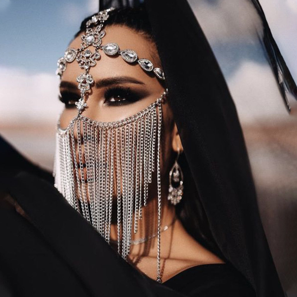 Sparkling Veil Mask | Masquerade Face Jewellery