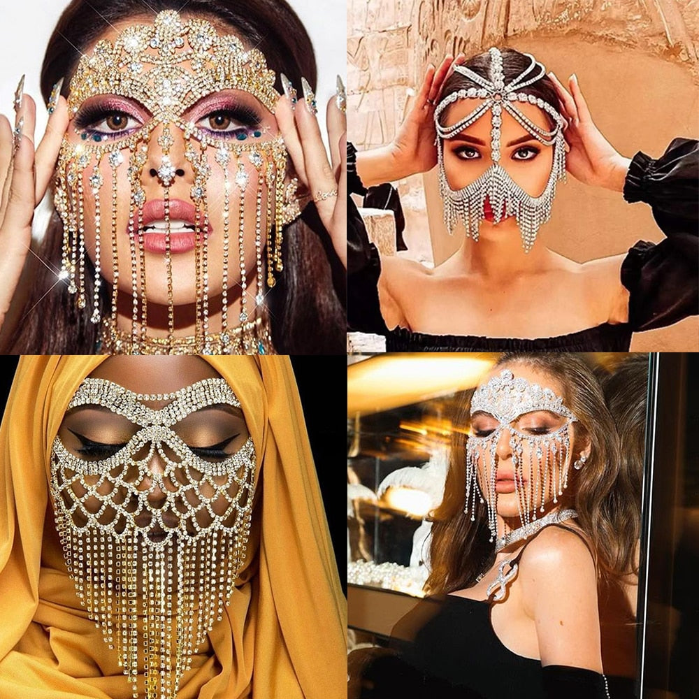Sparkling Veil Mask | Masquerade Face Jewellery