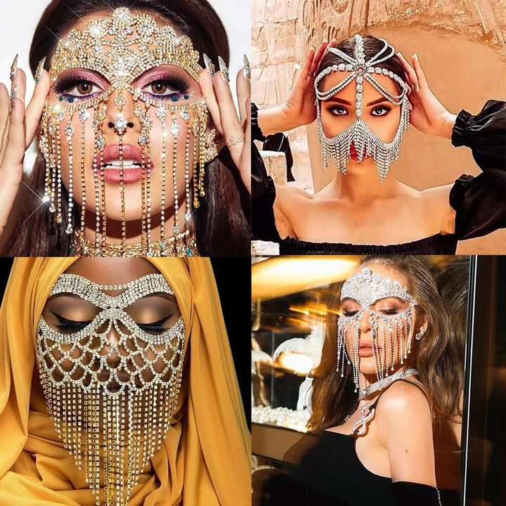 Sparkling Veil Mask | Masquerade Face Jewellery