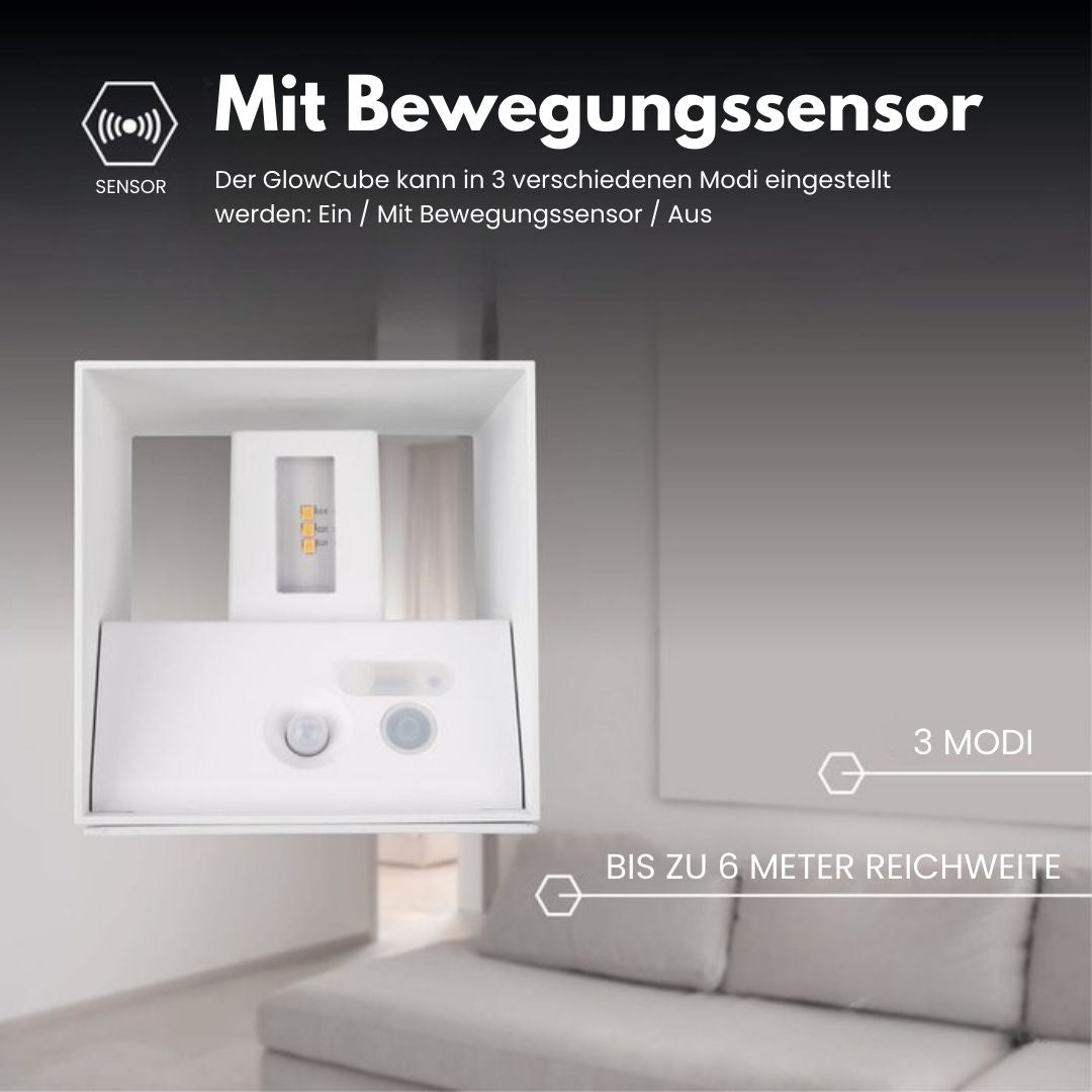 Wireless Wall Lamp for Indoor and Outdoor Use | LED Lamp with Battery and Sensor | GlowCube