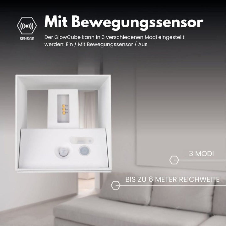 Wireless Wall Lamp for Indoor and Outdoor Use | LED Lamp with Battery and Sensor | GlowCube