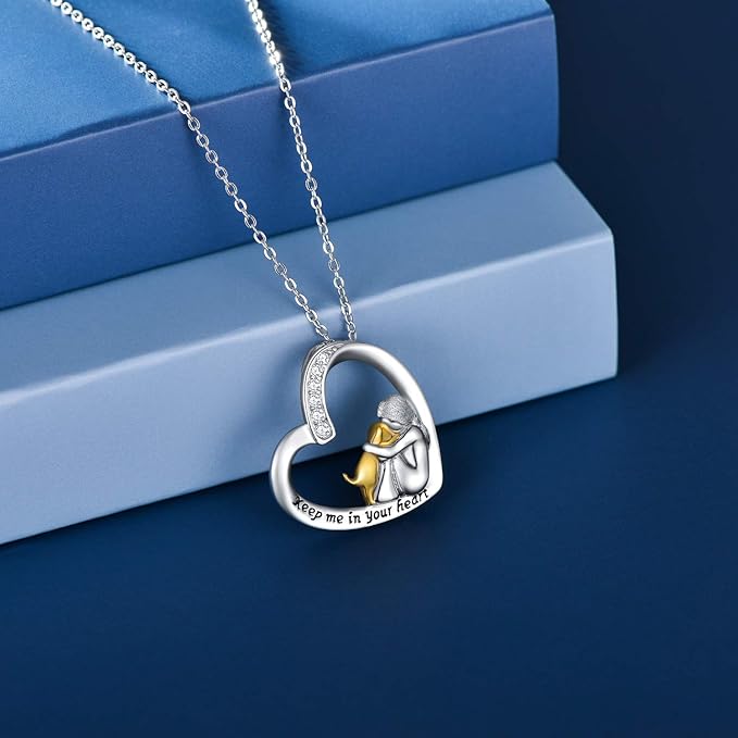 Sterling Silver Necklace – Heart & Dog Design with Zirconia