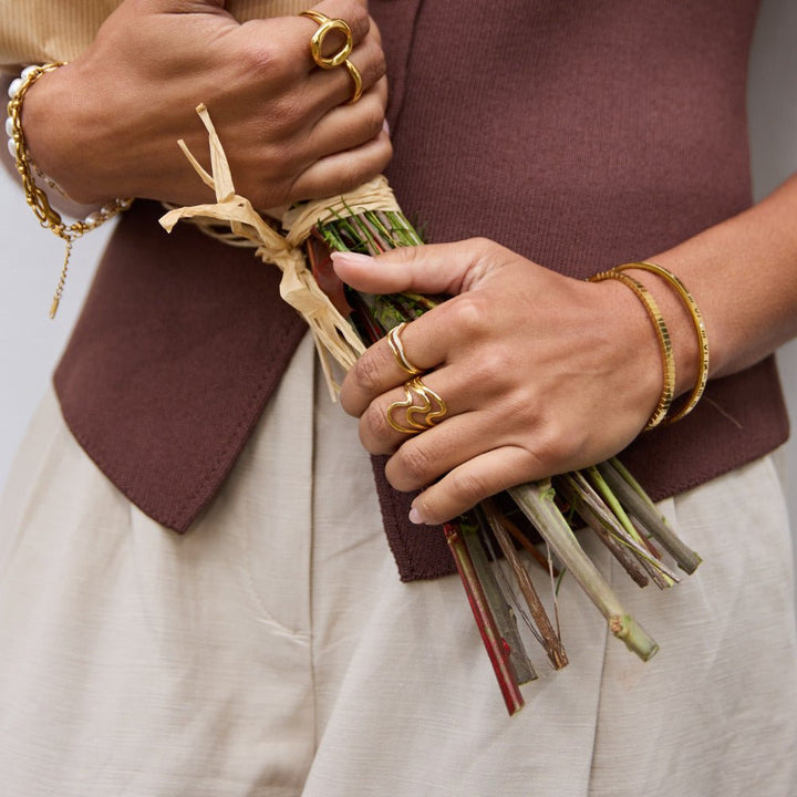 Gold Waves Wrap Ring