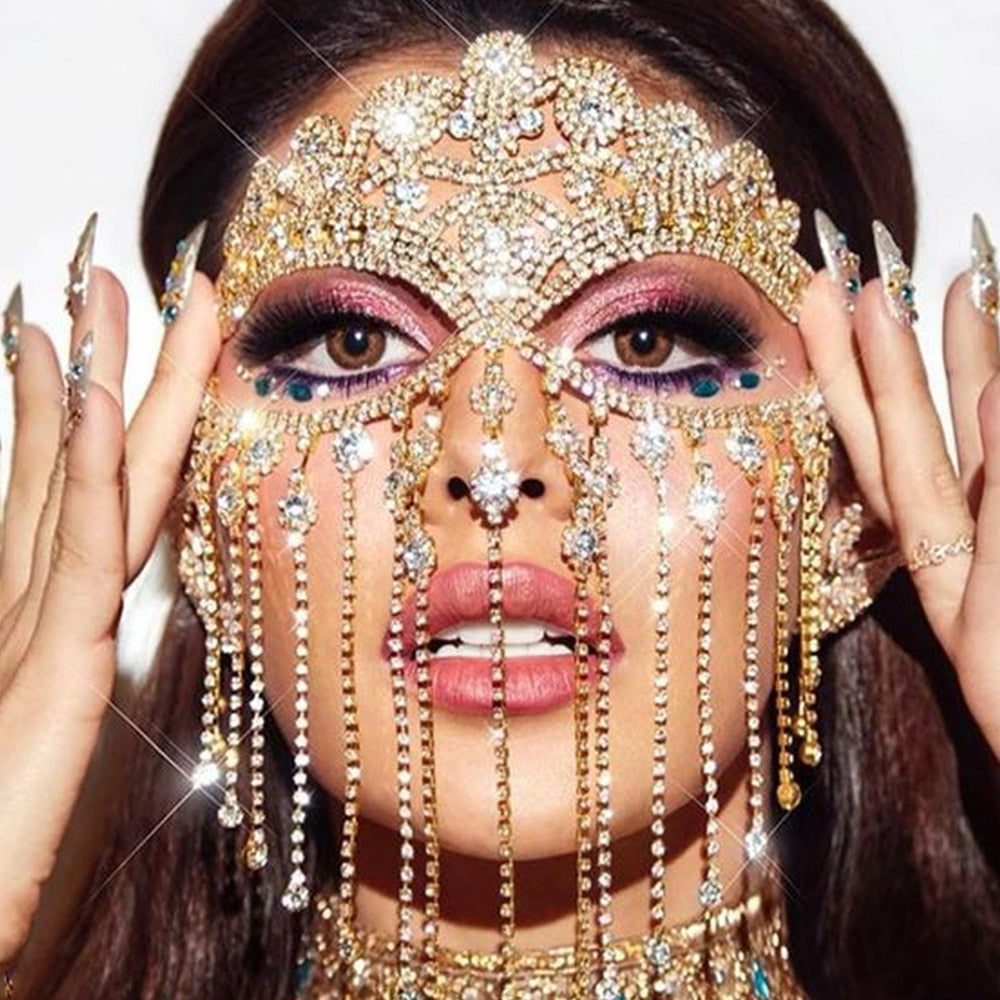Sparkling Veil Mask | Masquerade Face Jewellery